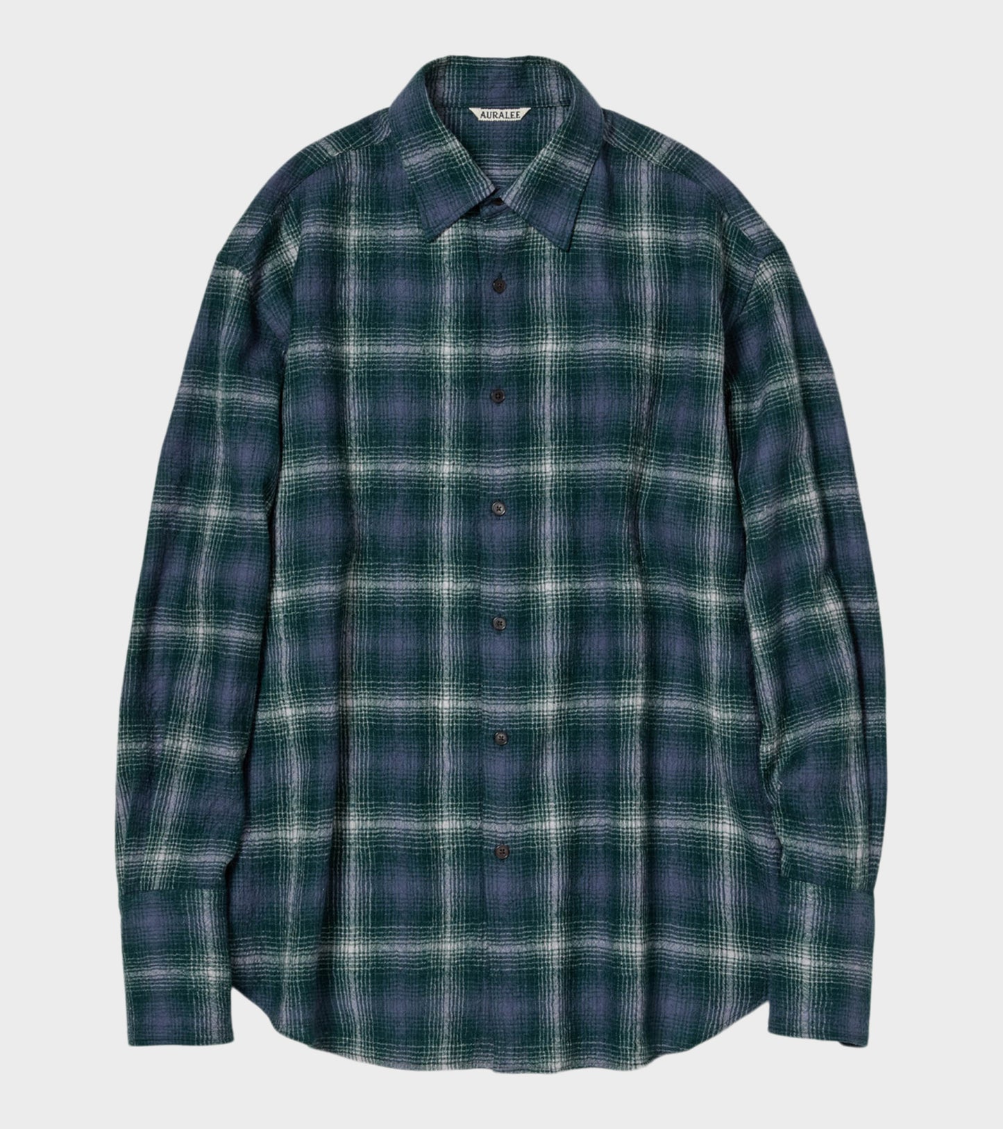 Airy Wool Check Shirt Forest Green/Navy