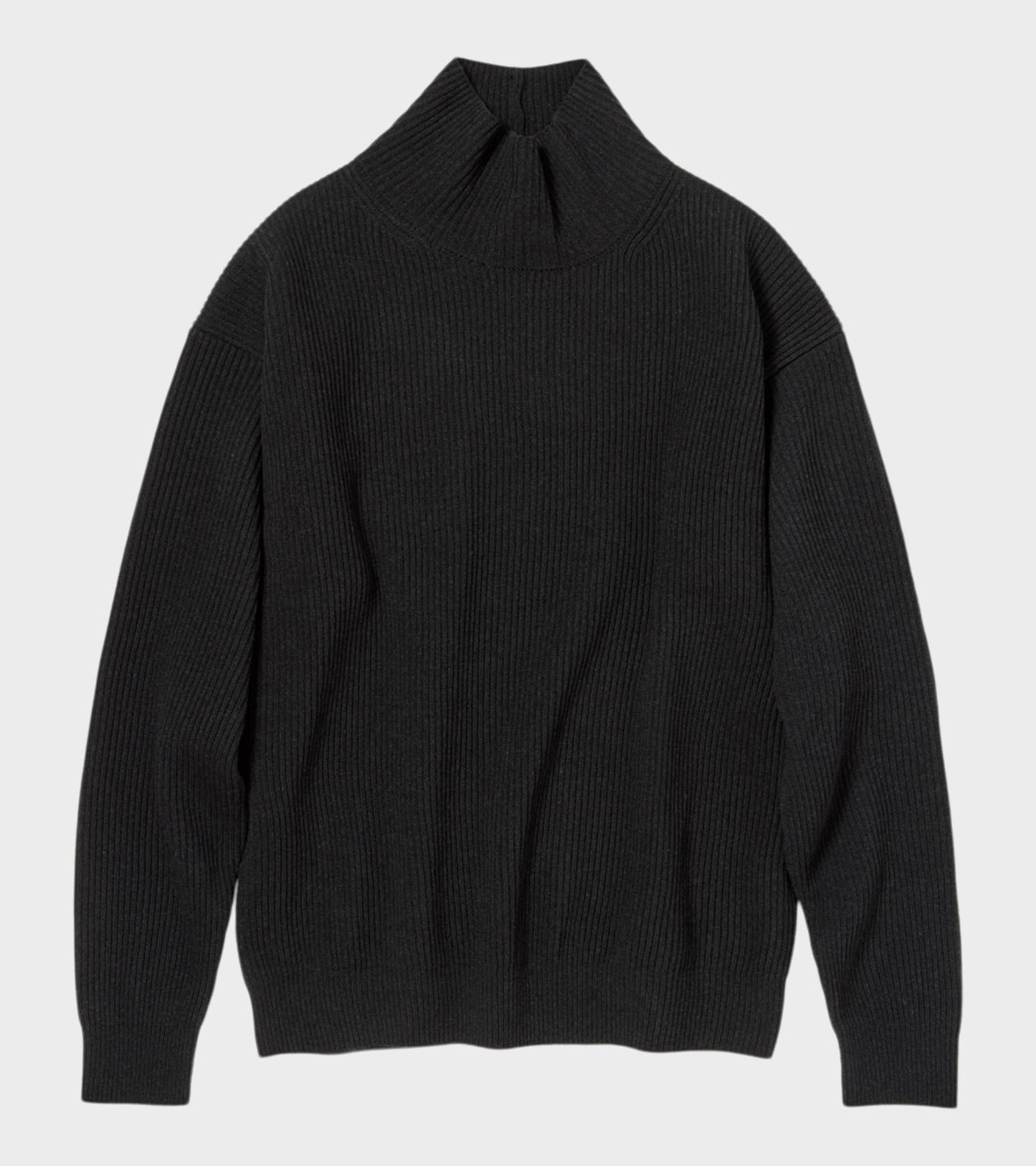 Super Fine Wool Rib Knit Turtle Black