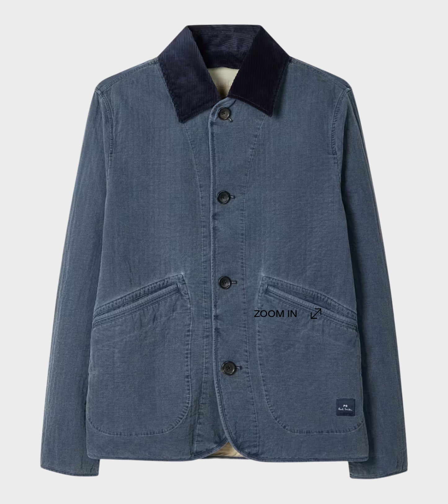 Self-Quilted Cotton Jacket Washed Indigo