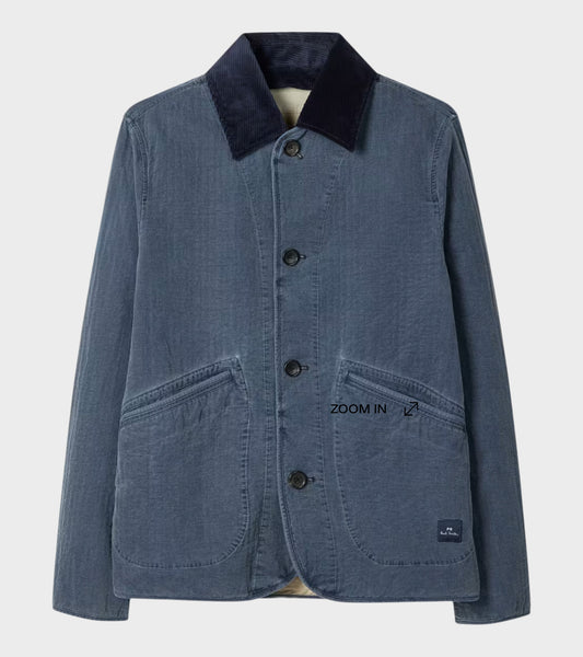 Self-Quilted Cotton Jacket Washed Indigo