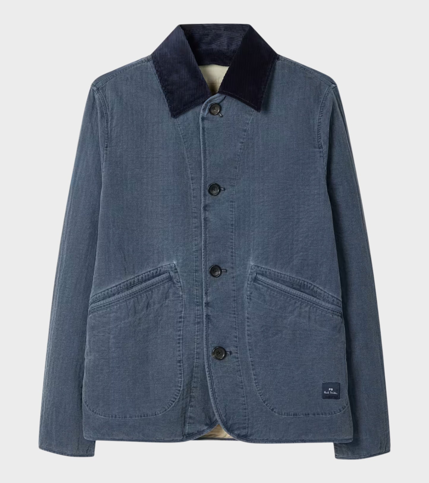 Self-Quilted Cotton Jacket Washed Indigo