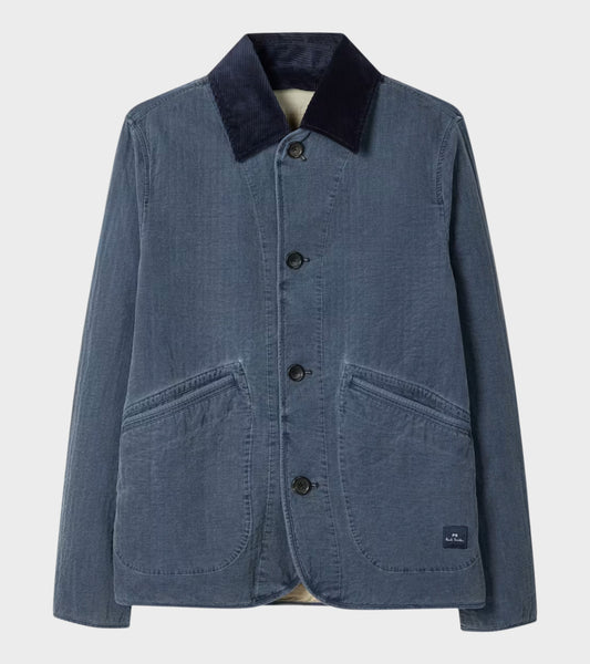 Self-Quilted Cotton Jacket Washed Indigo