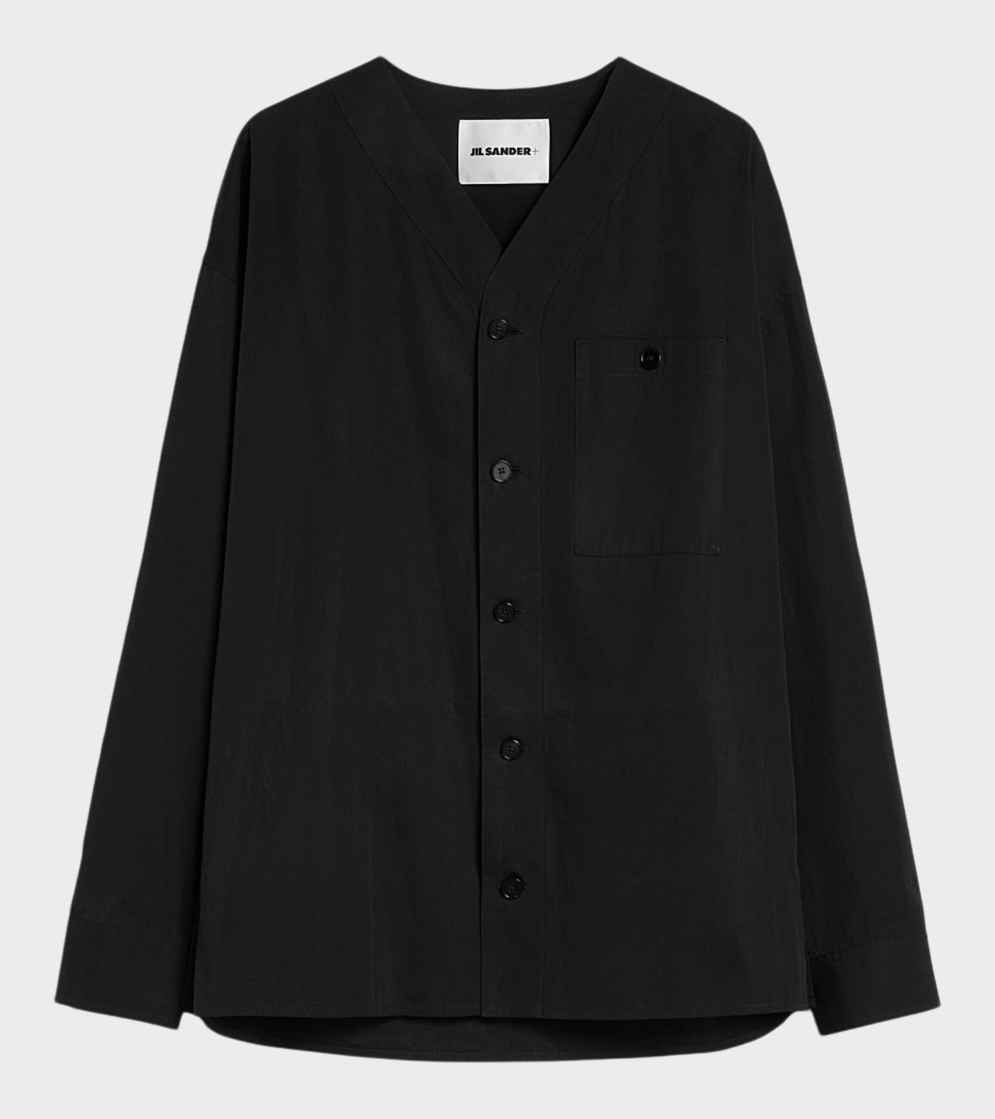 Cotton Poplin V-neck Shirt Black