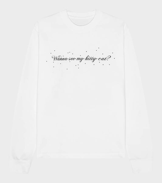 Oversized L/S Cat T-shirt White