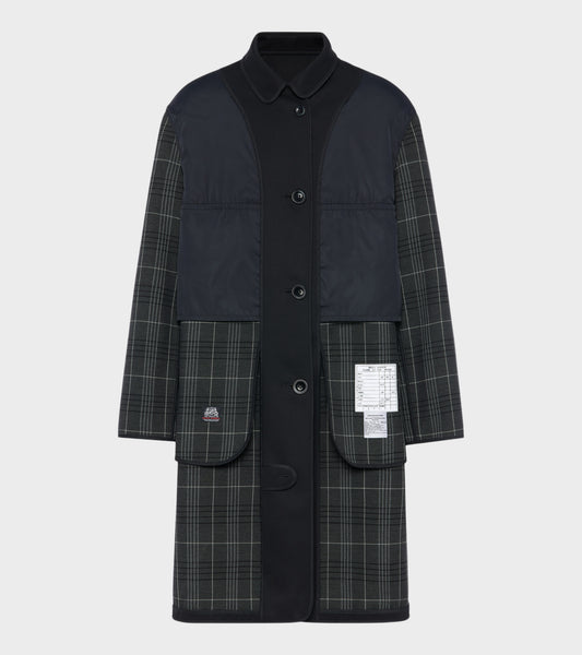 Reversible Checked Coat Black
