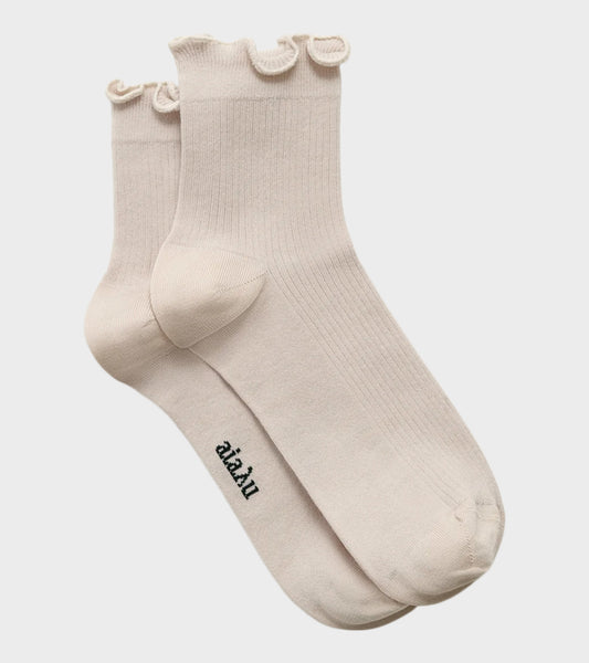Cotton Frill Sock Milk