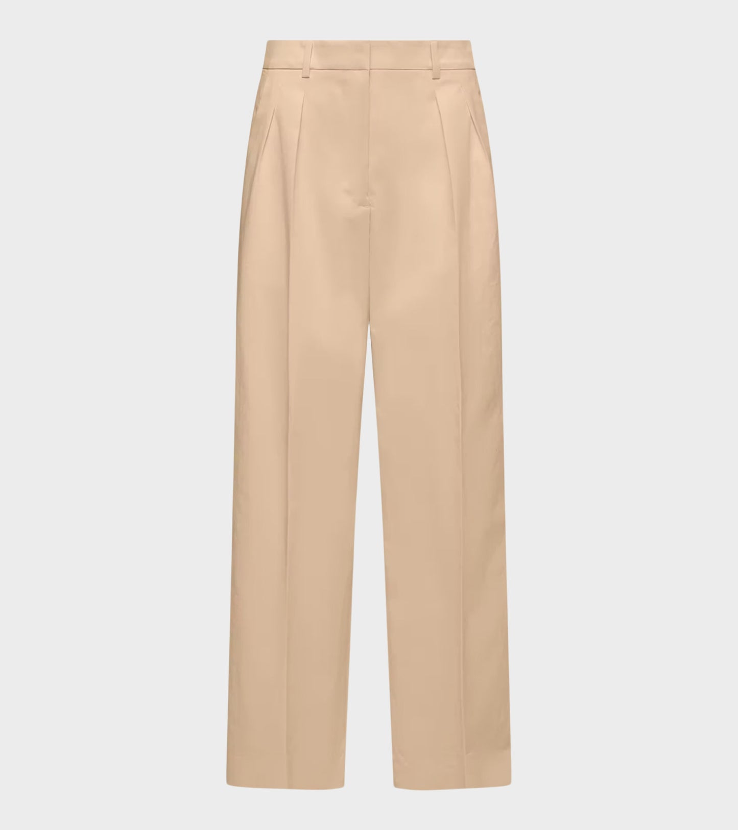 Cotton Wide-leg Tailored Trousers Beige