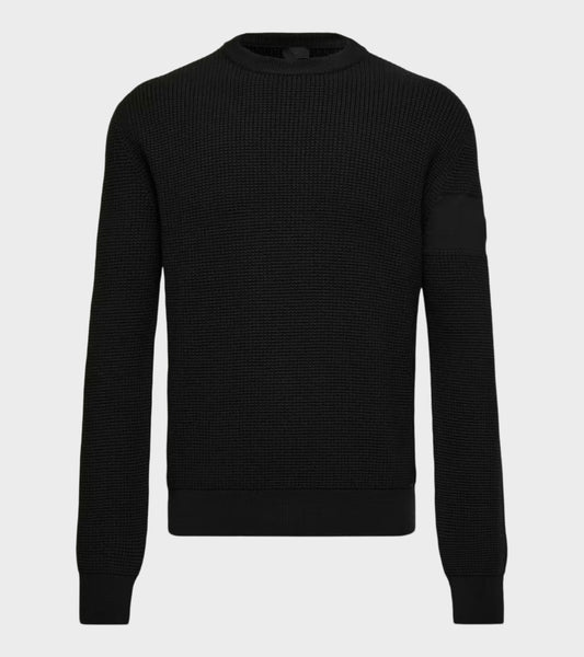 Waffle Logo Wool Jumper Black