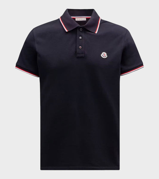 Tricolour Cotton Piqué S/S Polo Dark Blue