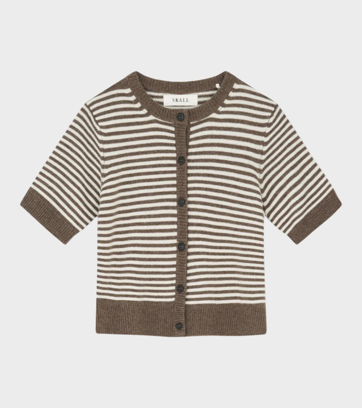 Carmine Cardigan White/Brown Melange Stripe