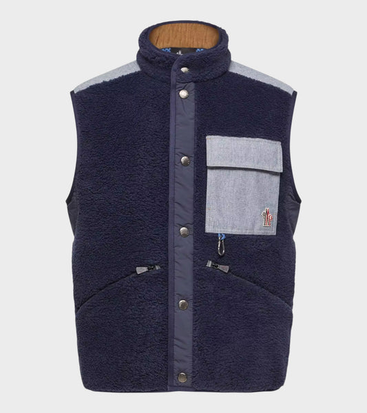 Teddy & Chambray Vest Navy Blue