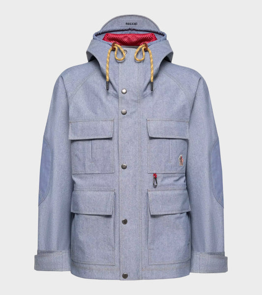 Ajaccio Chambray Hooded Field Jacket Light Blue