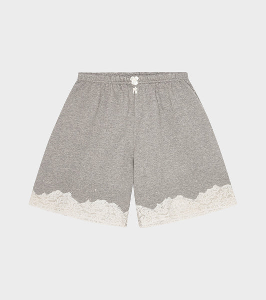 Lace Bermuda Sweat Shorts Light Grey Melange