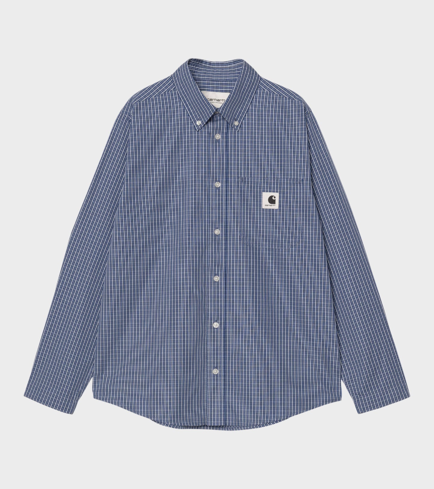 W L/S Cotton Poplin Groff Shirt Check Blue