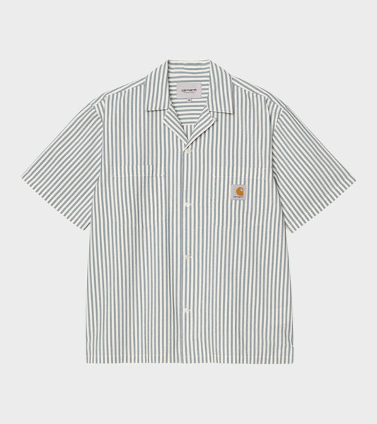 S/S Leavel Stripe Shirt Blue River/Wax