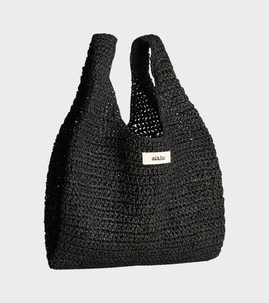 Sophia Straw Bag Small Black