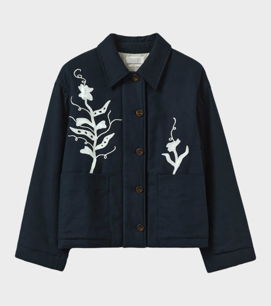 Applique Pea Shoot Jacket Dark Denim
