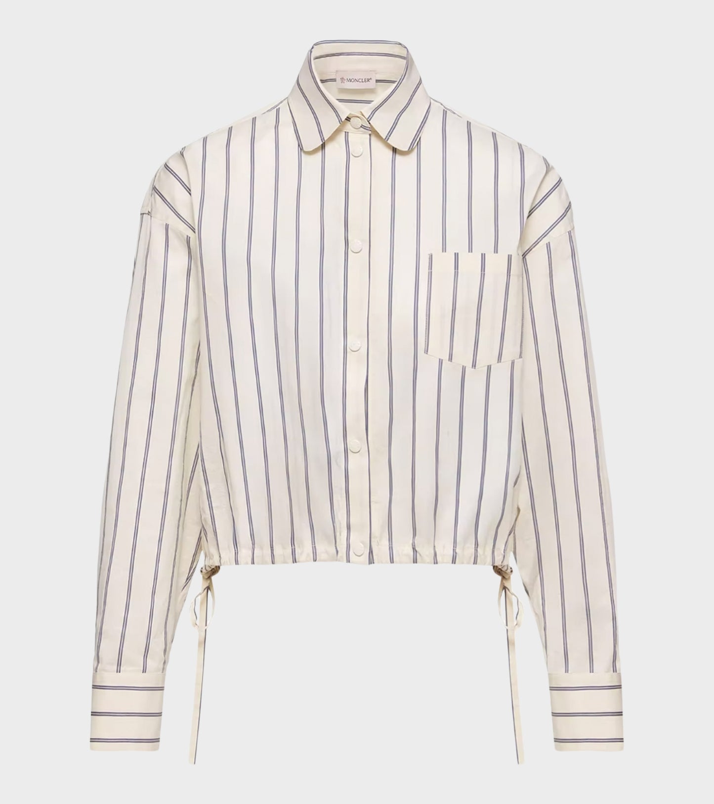 Striped Cotton Silk L/S Shirt White