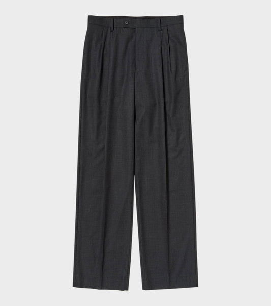 Ultra Fine Tropical Wool Two-tuck Slacks Top Charcoal