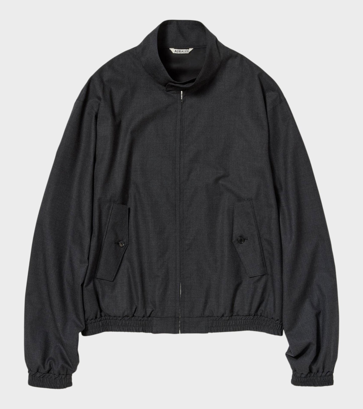 Ultra Fine Tropical Wool Zip Blouson Top Charcoal