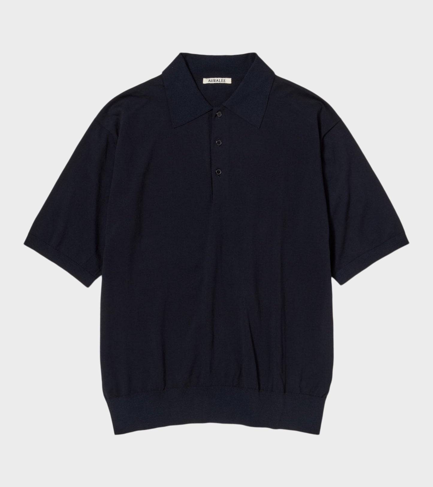 Giza High Gauze Knit Polo Dark Navy