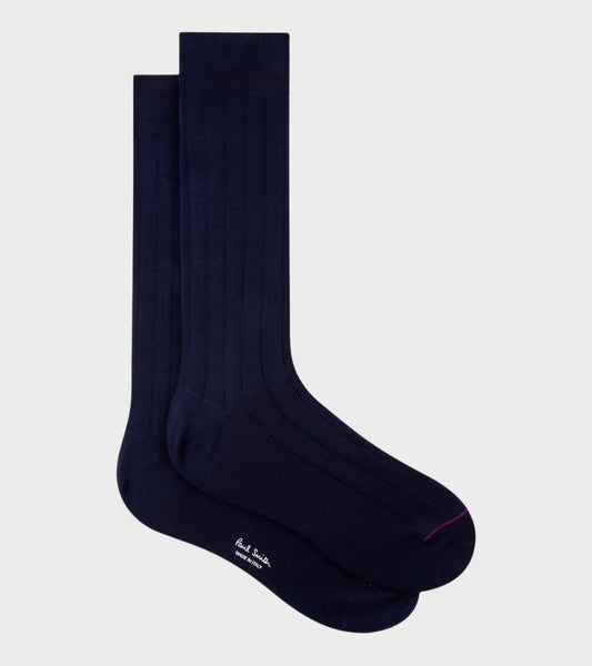 Plain Rib Socks Navy