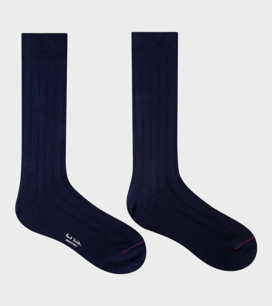 Plain Rib Socks Navy