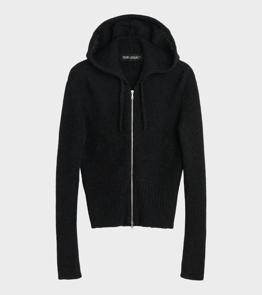 Compact Hood Black Fuzzy Alpaca