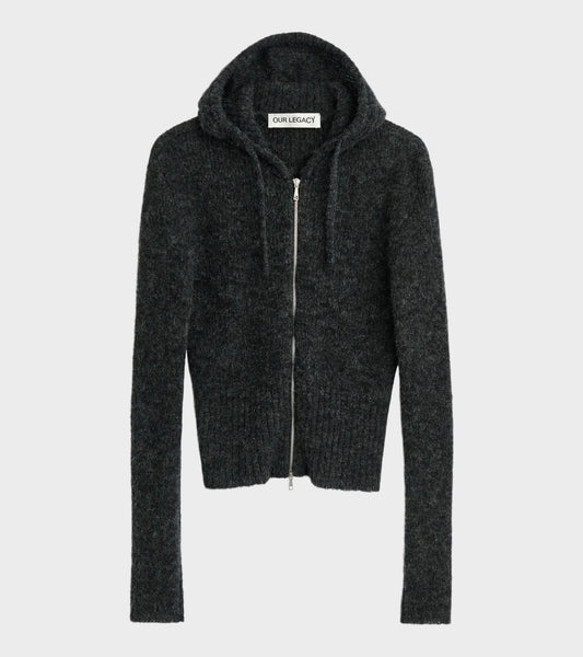 Compact Hood Charcoal Melange Fuzzy Alpaca