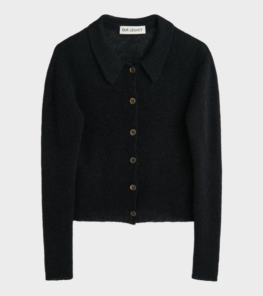 Mazzy Polo Black Fuzzy Alpaca
