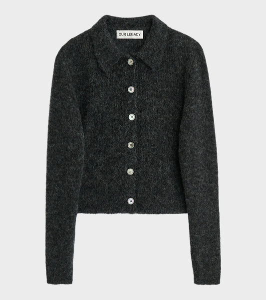 Mazzy Polo Charcoal Melange Fuzzy Alpaca