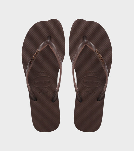 Slim Split Flip Flops Dark Brown