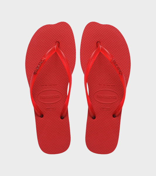 Slim Split Flip Flops Red