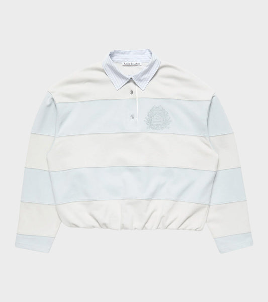 Striped Polo Sweatshirt Light Blue/Grey