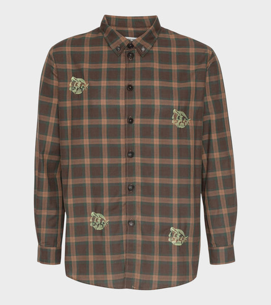 Block Shirt Brown Cotton Checks