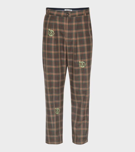 Razor Pants Brown Cotton Checks