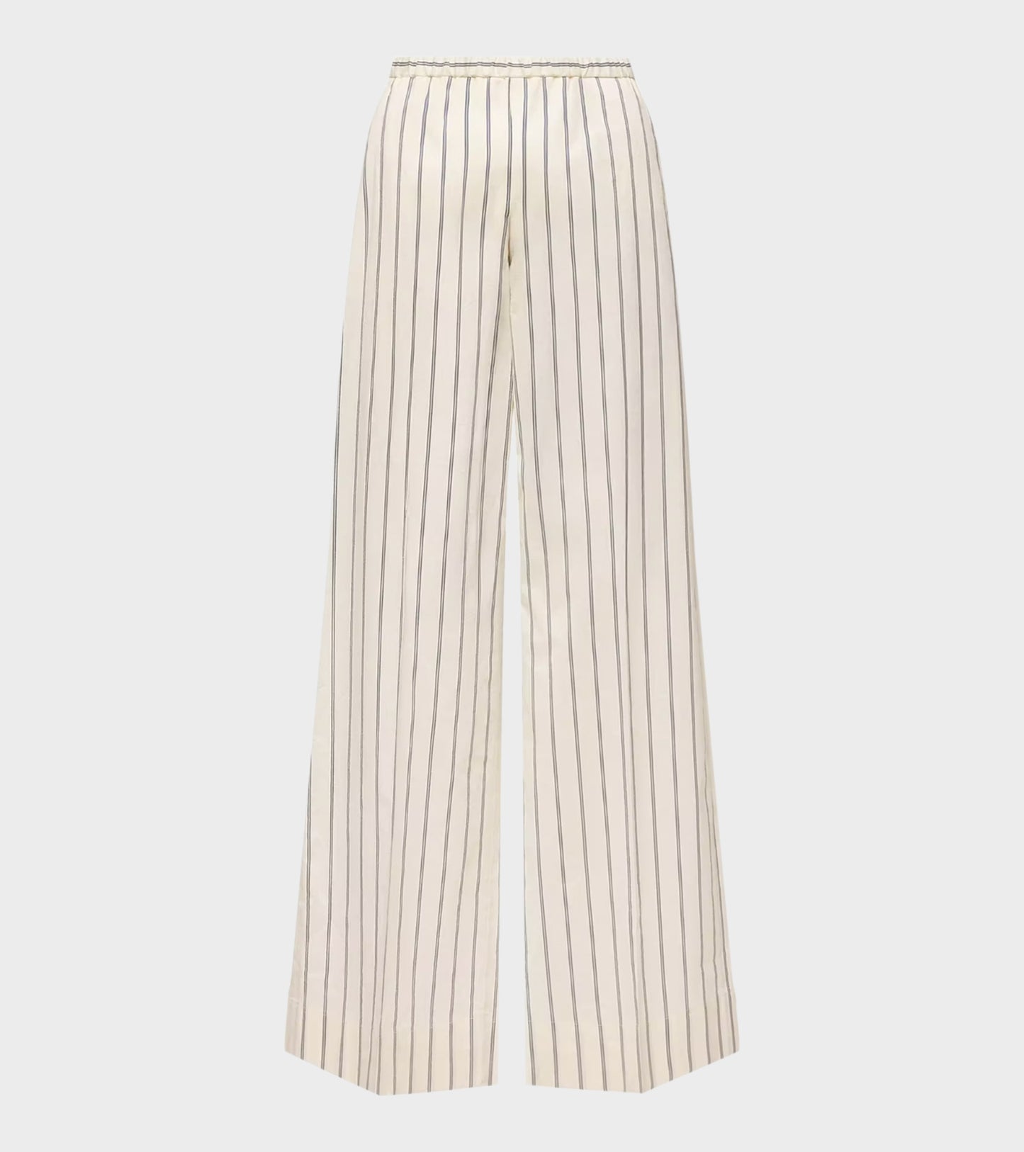 Striped Cotton Silk Trousers White