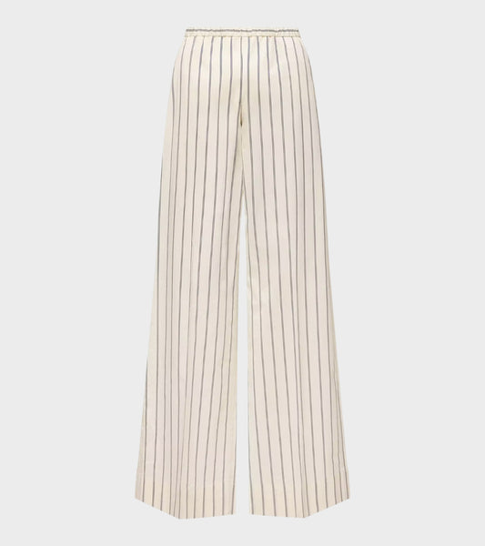 Striped Cotton Silk Trousers White