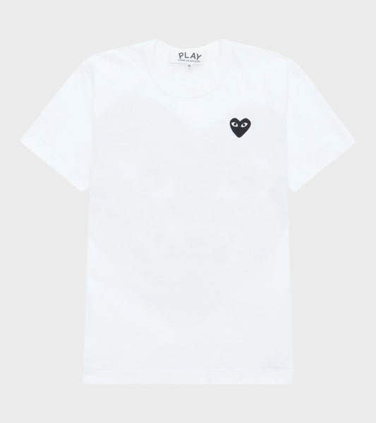 U Black Heart Print T-shirt White