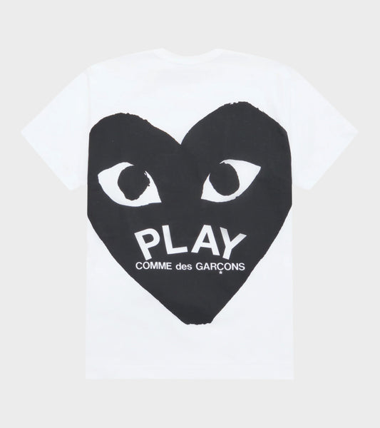 U Black Heart Print T-shirt White