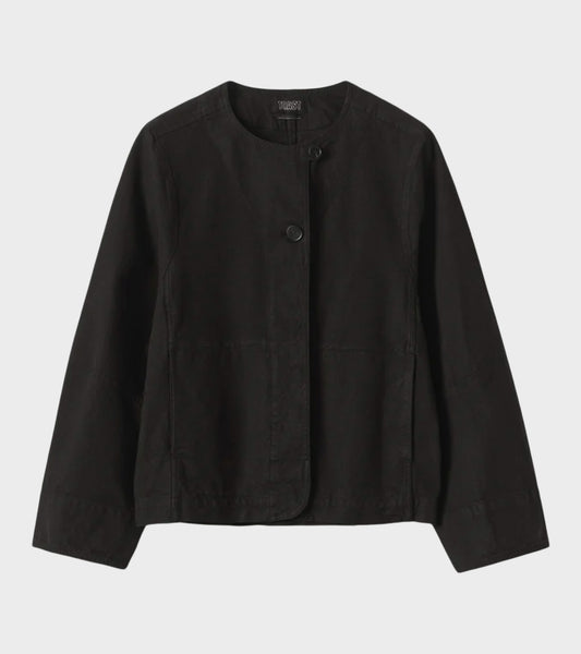 Sculpted Brushed Cotton Canvas Jacket Black