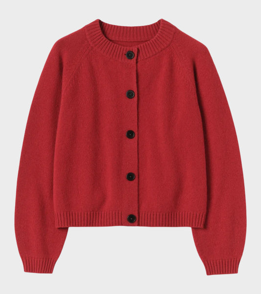 Eden Wool Cashmere Raglan Cardigan Cardinal Red