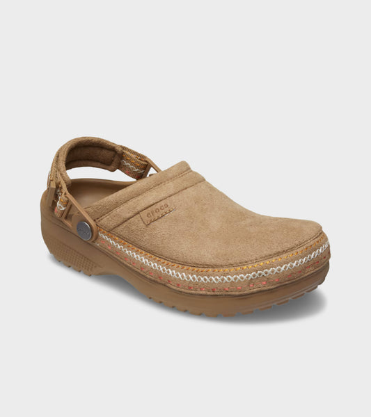 Crafted Vegan Suede Stitch Clog Sepia