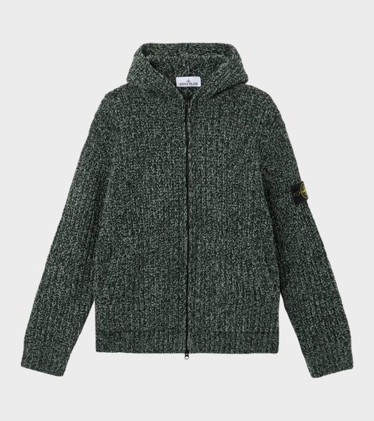 Chunky Soft Cotton Yarn Hoodie Dark Green Mix