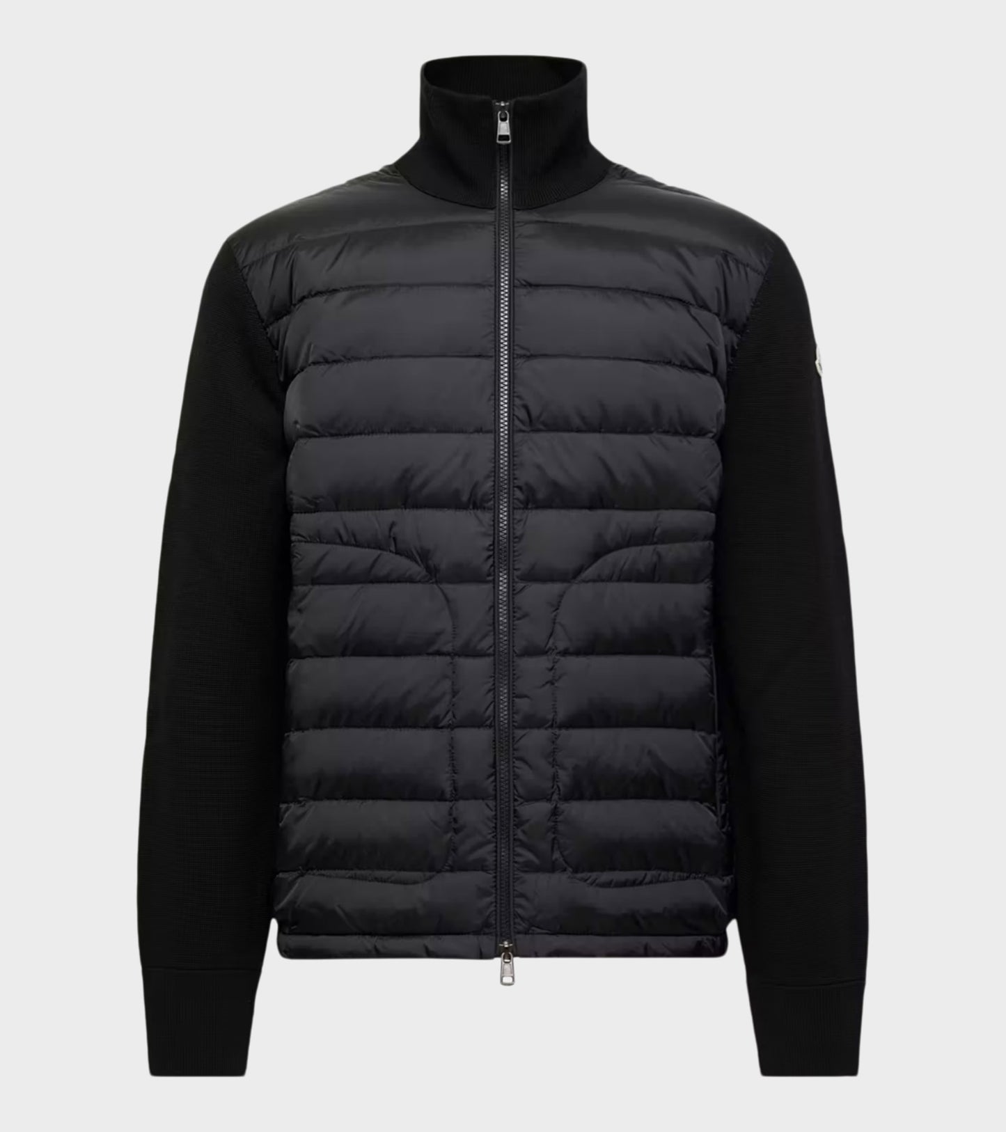 Padded Zip-up Wool Mix Cardigan Black