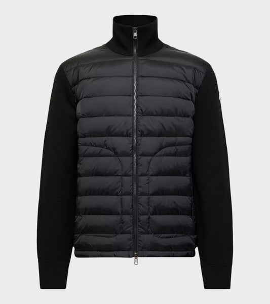 Padded Zip-up Wool Mix Cardigan Black