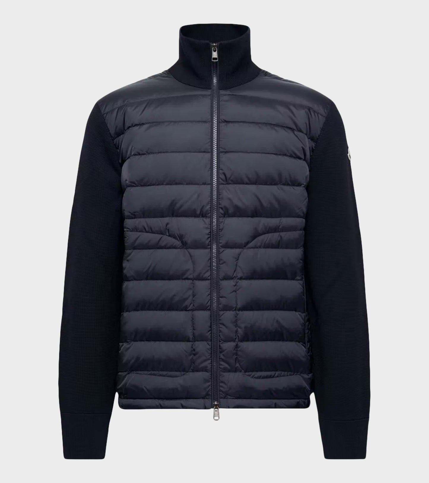 Padded Zip-up Wool Mix Cardigan Navy Blue