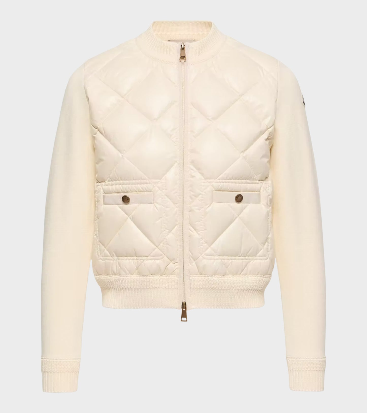 Cotton Knit Padded Cardigan White
