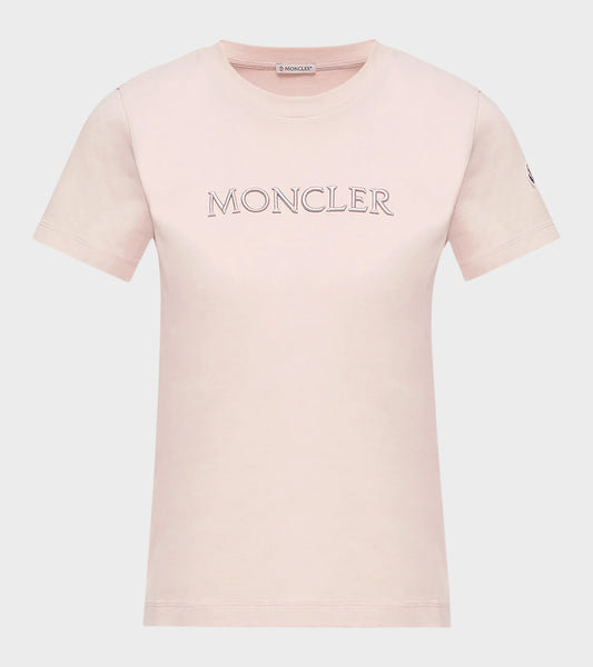 Embroidered Tonal Logo Cotton T-shirt Pink