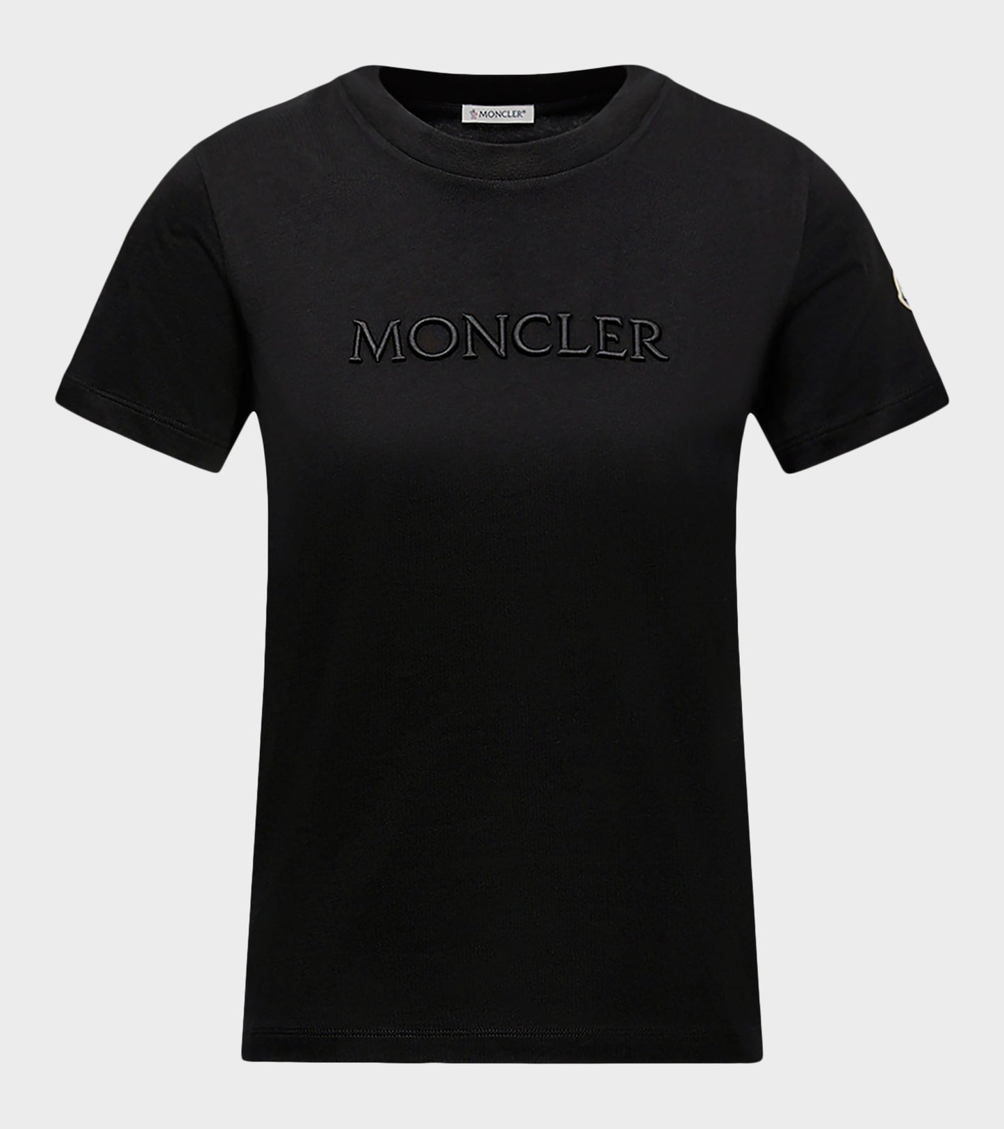 Embroidered Tonal Logo Cotton T-shirt Black